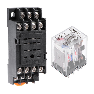 Harfington Uxcell HH54P AC 380V Coil 4P4T 14 Pins Electromagnetic Power Relay Red LED with socket