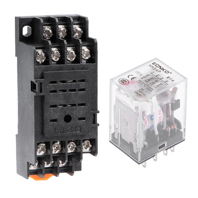 Harfington Uxcell HH54P AC 24V Coil 4P4T 14 Pins Electromagnetic Power Relay Red LED with socket