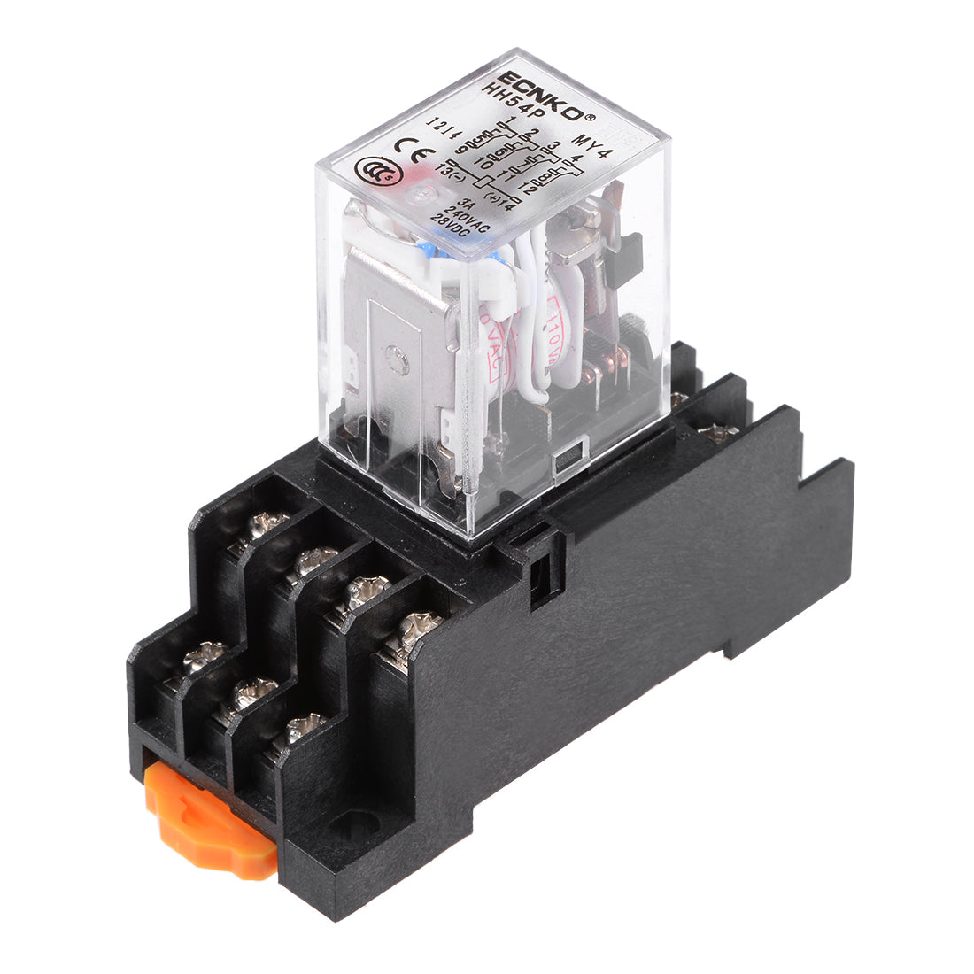 uxcell Uxcell HH54P AC 110V Coil 4P4T 14 Pins Electromagnetic Power Relay Red LED with socket
