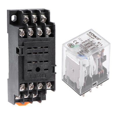 Harfington Uxcell HH54P DC 36V Coil 4P4T 14 Pins Electromagnetic Power Relay Green LED with socket