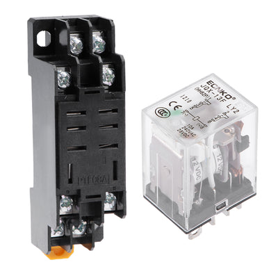 Harfington Uxcell JQX-13F DC 12V Coil DPDT 8 Pins Green Light Electromagnetic Power Relay + socket