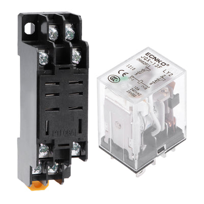 Harfington Uxcell JQX-13F DC 24V Coil DPDT 8Pins Green Light Electromagnetic Power Relay + socket