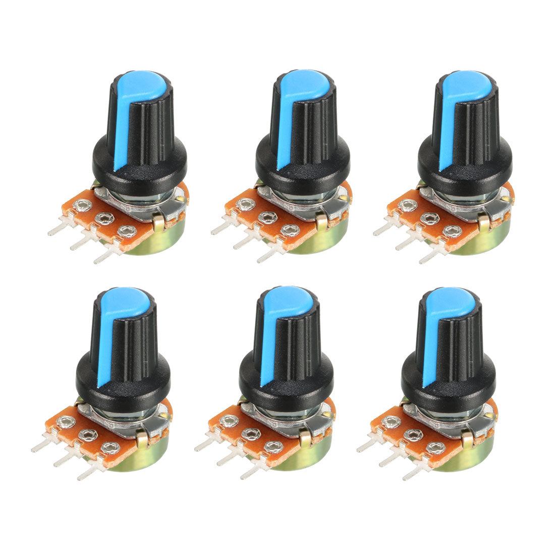 Uxcell 6Pcs 100K Ohm Variable Resistors Single Turn Rotary Carbon Film ...