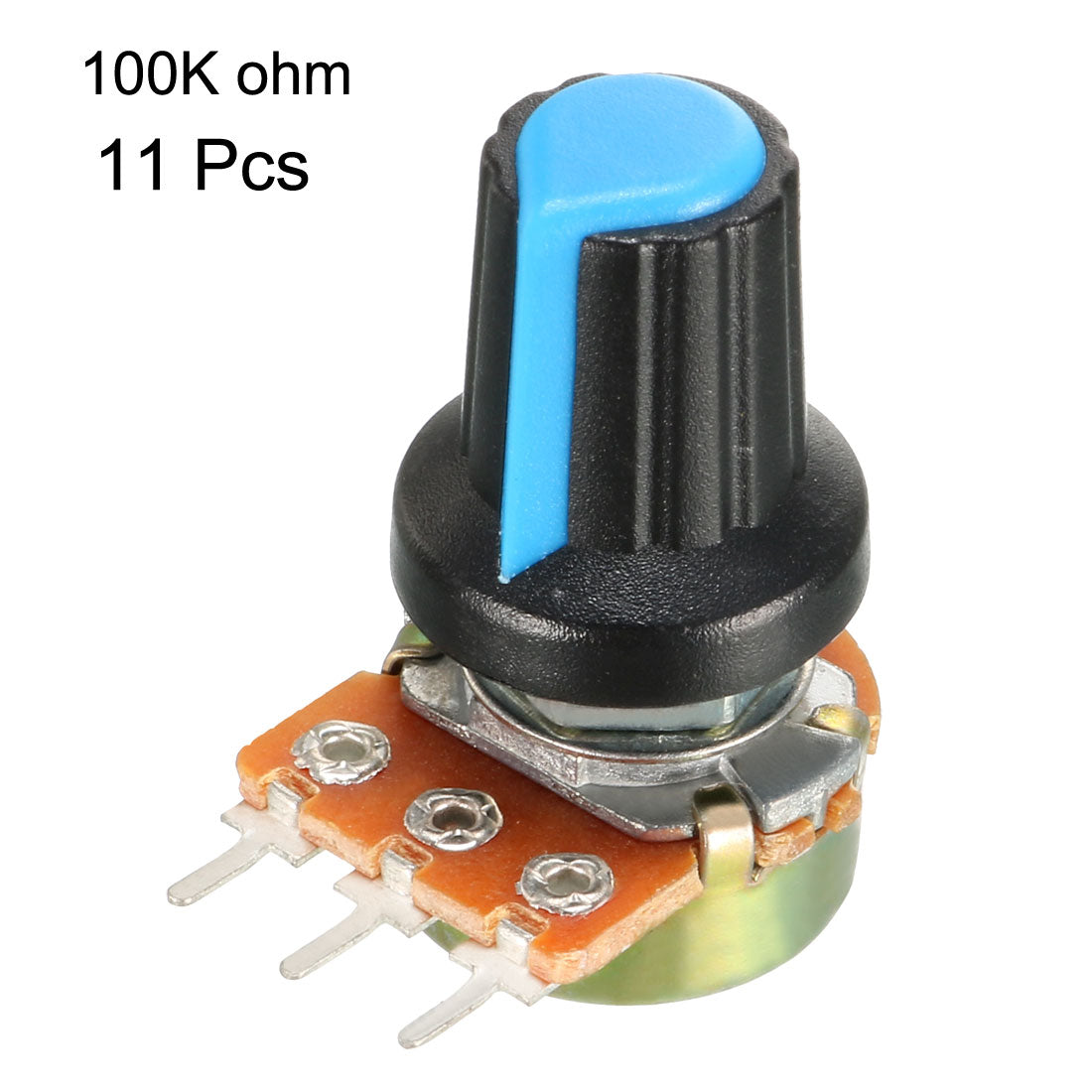 uxcell Uxcell 11Pcs 100K Variable Resistors Single Turn Rotary Carbon Film Taper Potentiometer with Knobs