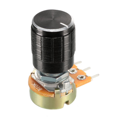 Harfington Uxcell 3Pcs 10K Ohm Variable Resistors Single Turn Rotary Carbon Film Taper Potentiometer w Knobs