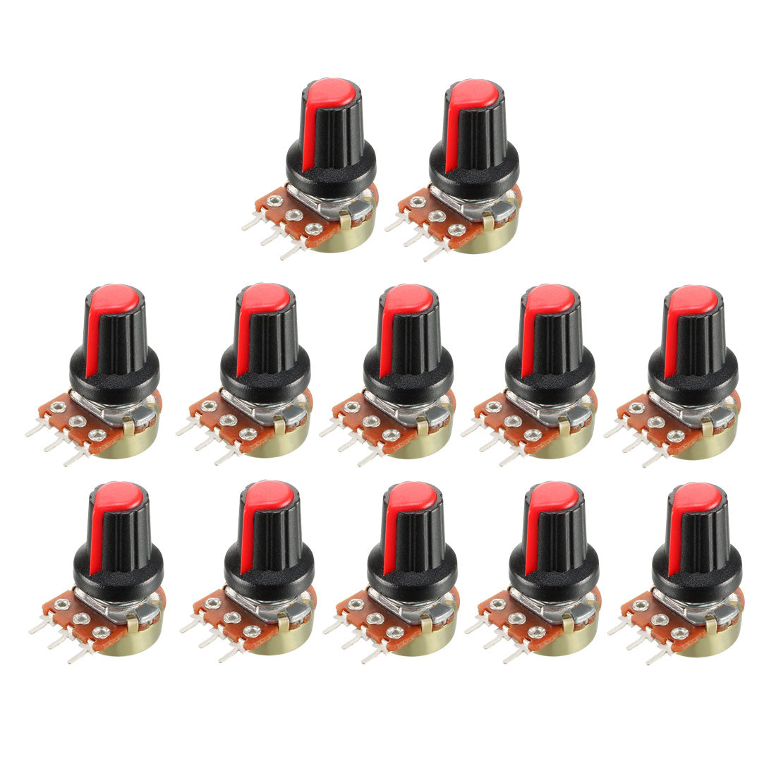 uxcell Uxcell 12Pcs 1K Ohm Variable Resistors Single Turn Rotary Carbon Film Taper Potentiometer with Knobs