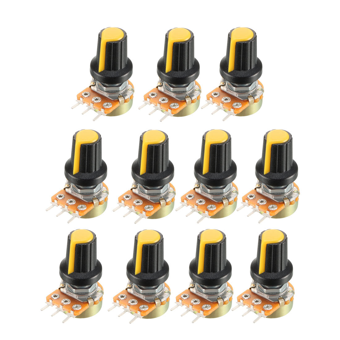 uxcell Uxcell 11Pcs 5K Ohm Variable Resistors Single Turn Rotary Carbon Film Taper Potentiometer with Knobs