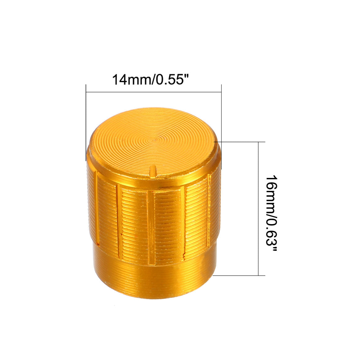 uxcell Uxcell 5Pcs 6mm Insert Shaft 16 x 14mm Aluminum Alloy Potentiometer Rotary Knob Pots Gold Tone