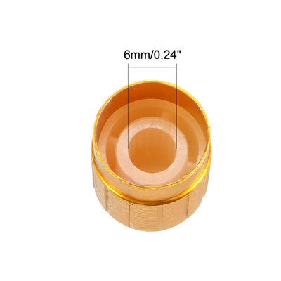 Harfington Uxcell 5Pcs 6mm Insert Shaft 16 x 14mm Aluminum Alloy Potentiometer Rotary Knob Pots Gold Tone
