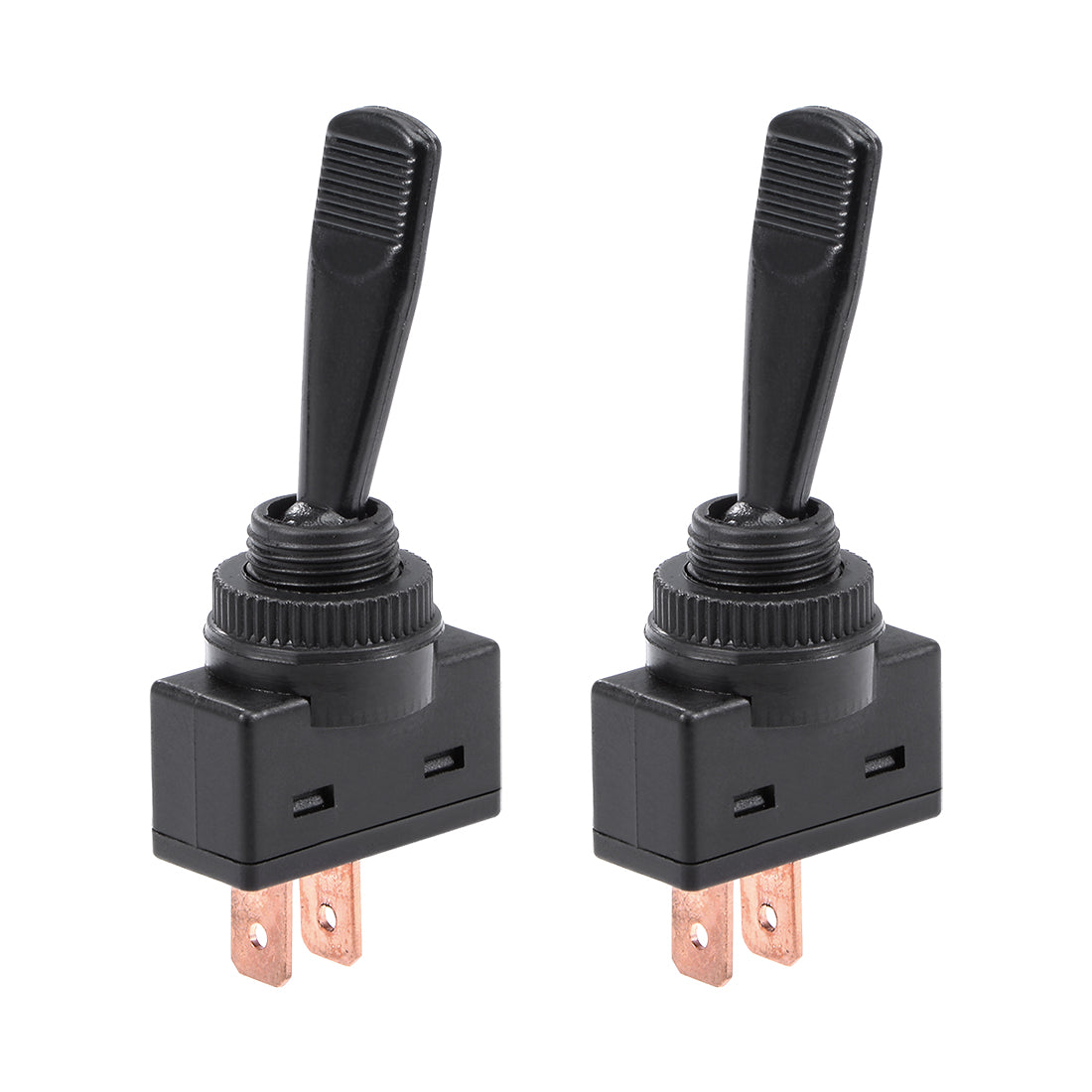 uxcell Uxcell 2Pcs SPST Latching Rocker Toggle Switch 20A 12V 2P ON-OFF Flat Rod Black