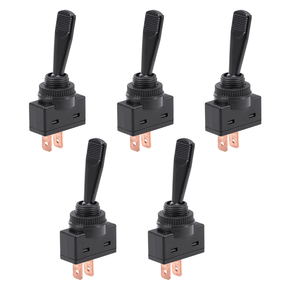 uxcell Uxcell 5Pcs SPST Latching Rocker Toggle Switch 20A 12V 2P ON-OFF Flat Rod Black
