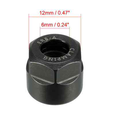 Harfington Uxcell ER8 A Type Collet Clamping Hex Nuts for CNC Milling Chuck Holder Lathe 2 Pcs
