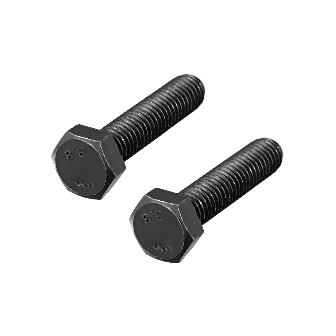 uxcell Uxcell M8x35mm Hex Head Left Hand Screw Bolts Fastener Carbon Steel Black 2pcs
