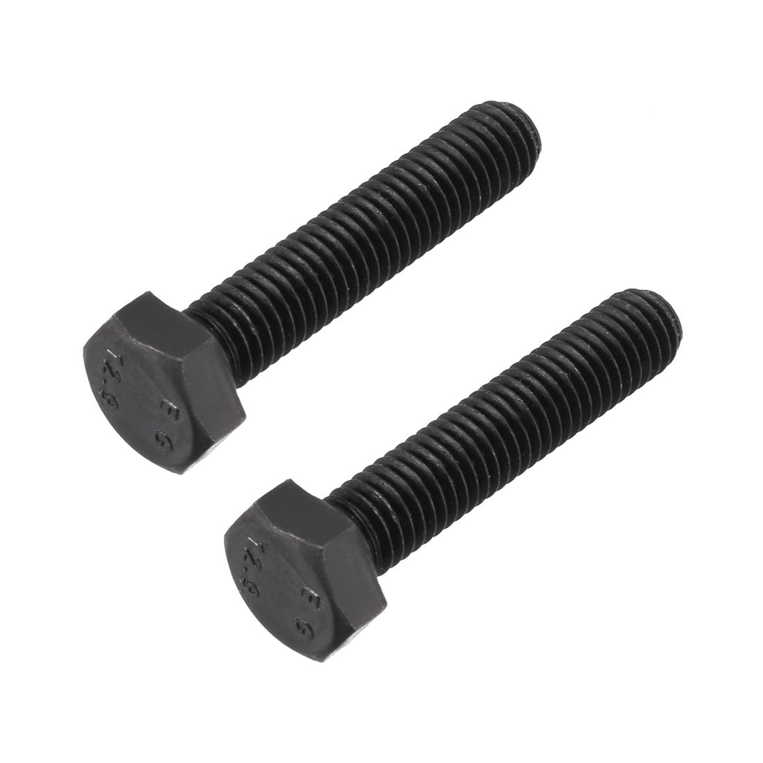 uxcell Uxcell M8x40 mm Hex Head Left Hand Screw Bolts Fastener Carbon Steel Black 2pcs