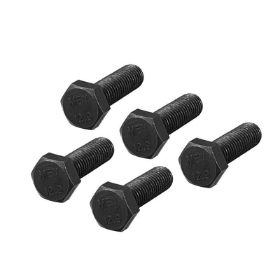 uxcell Uxcell M12x35mm Hex Head Left Hand Screw Bolts Fastener Carbon Steel Black 5pcs