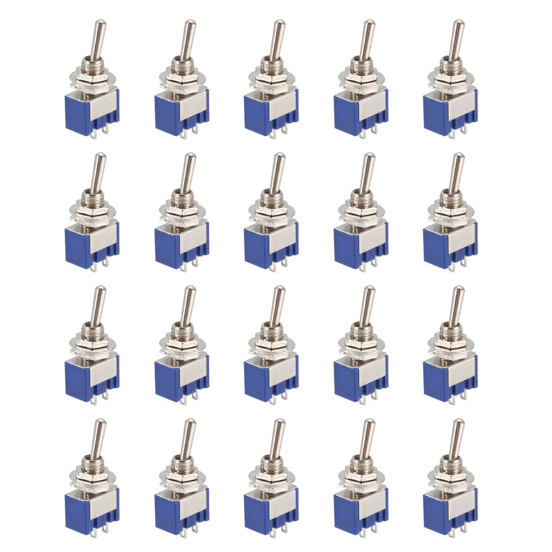 uxcell Uxcell 20 Pcs 125VAC 6A On/off 2 Position Terminal SPST Latching Mini Toggle Switch Bule