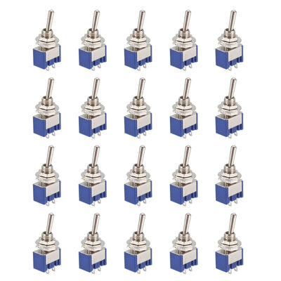 Harfington Uxcell 20 Pcs 125VAC 6A On/off 2 Position Terminal SPST Latching Mini Toggle Switch Bule