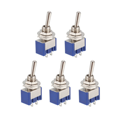 Harfington Uxcell 5 Pcs 125VAC 6A Amps On/off 2 Position Terminal SPST Latching Mini Toggle Switch Bule