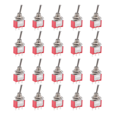 Harfington Uxcell 20Pcs 120V/5A 250V/2A On/On 2 Position Terminal SPDT Latching Mini Toggle Switch Red