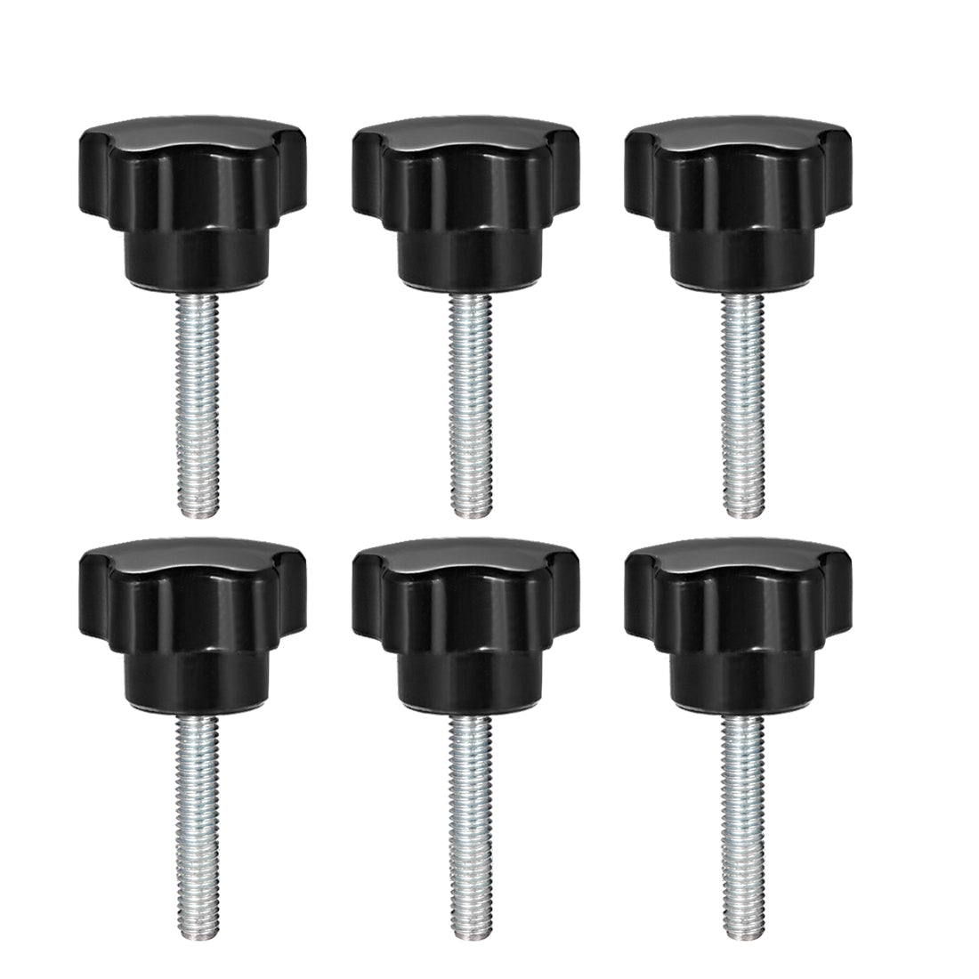 Uxcell Uxcell 6 Pcs Star Knobs Grips M6 x 50mm Male Thread  Steel Zinc Stud Replacement PP