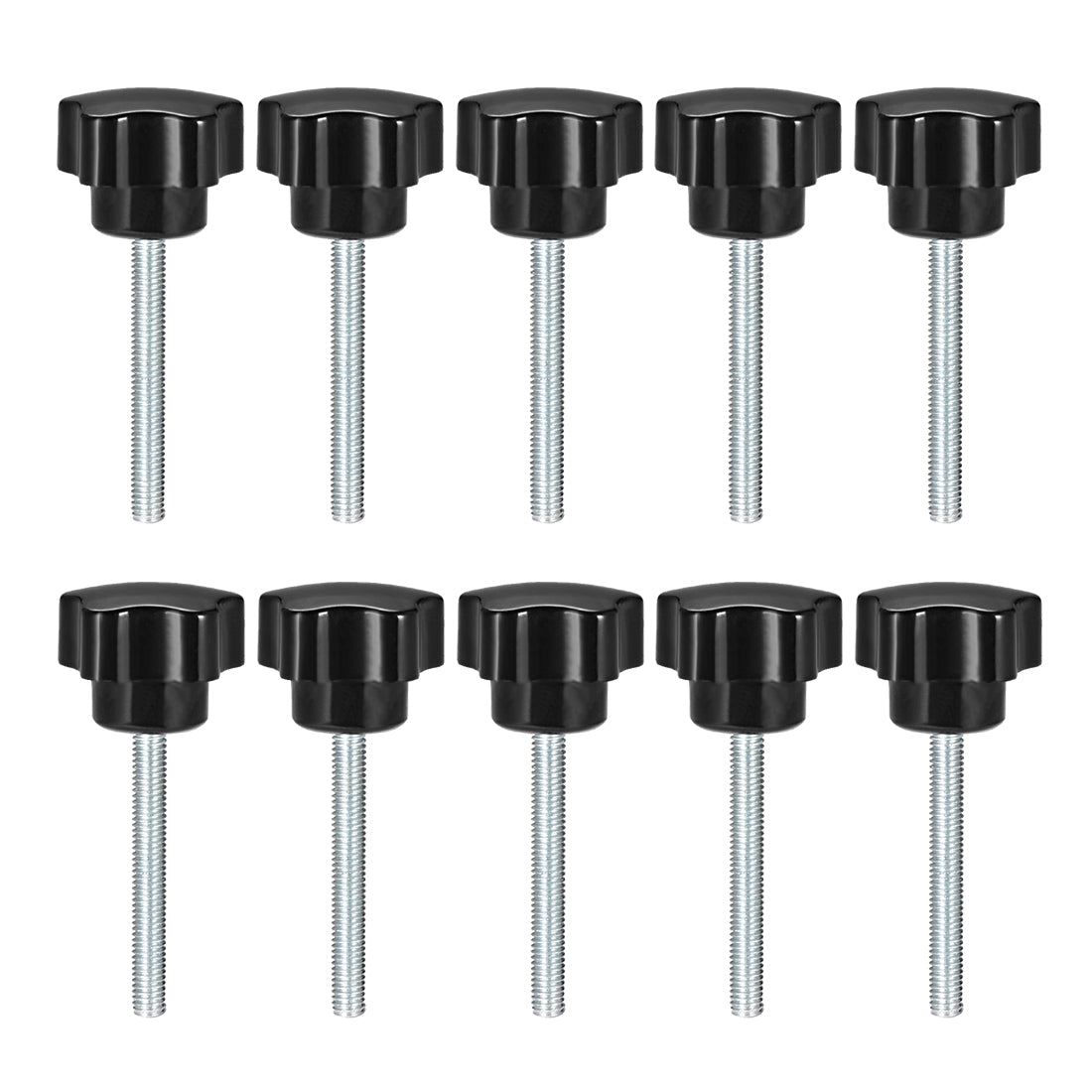 Uxcell Uxcell 10 Pcs Star Knobs Grips M5 x 10mm Male Thread  Steel Zinc Stud Replacement PP