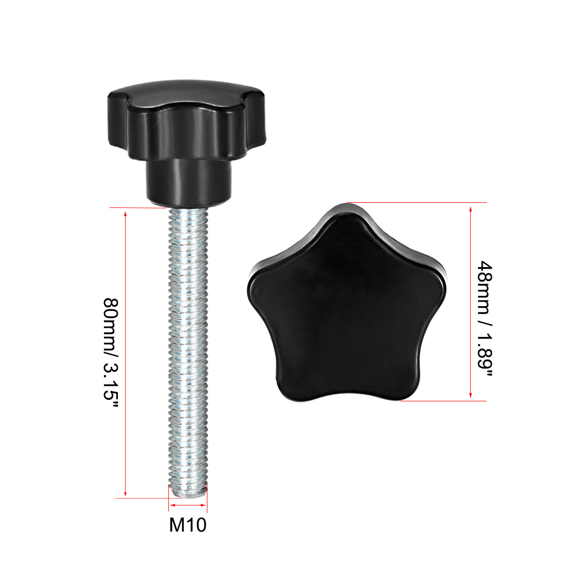 Uxcell Uxcell Star Knob Grip M10 x 20mm Male Thread  Steel Zinc Stud Replacement PP