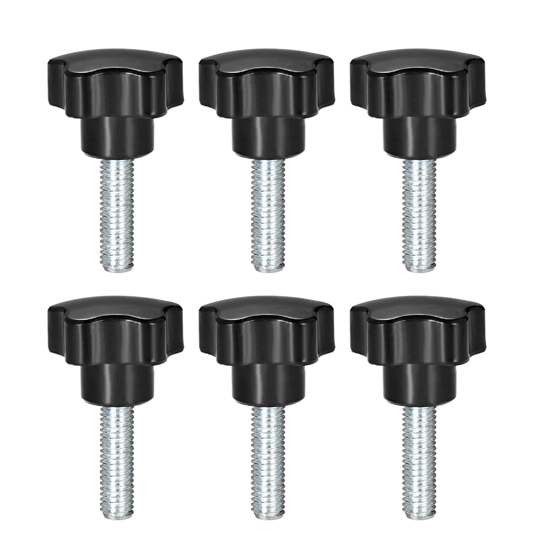 Uxcell Uxcell 6 Pcs Star Knobs Grips M6 x 30mm Male Thread  Steel Zinc Stud Replacement PP