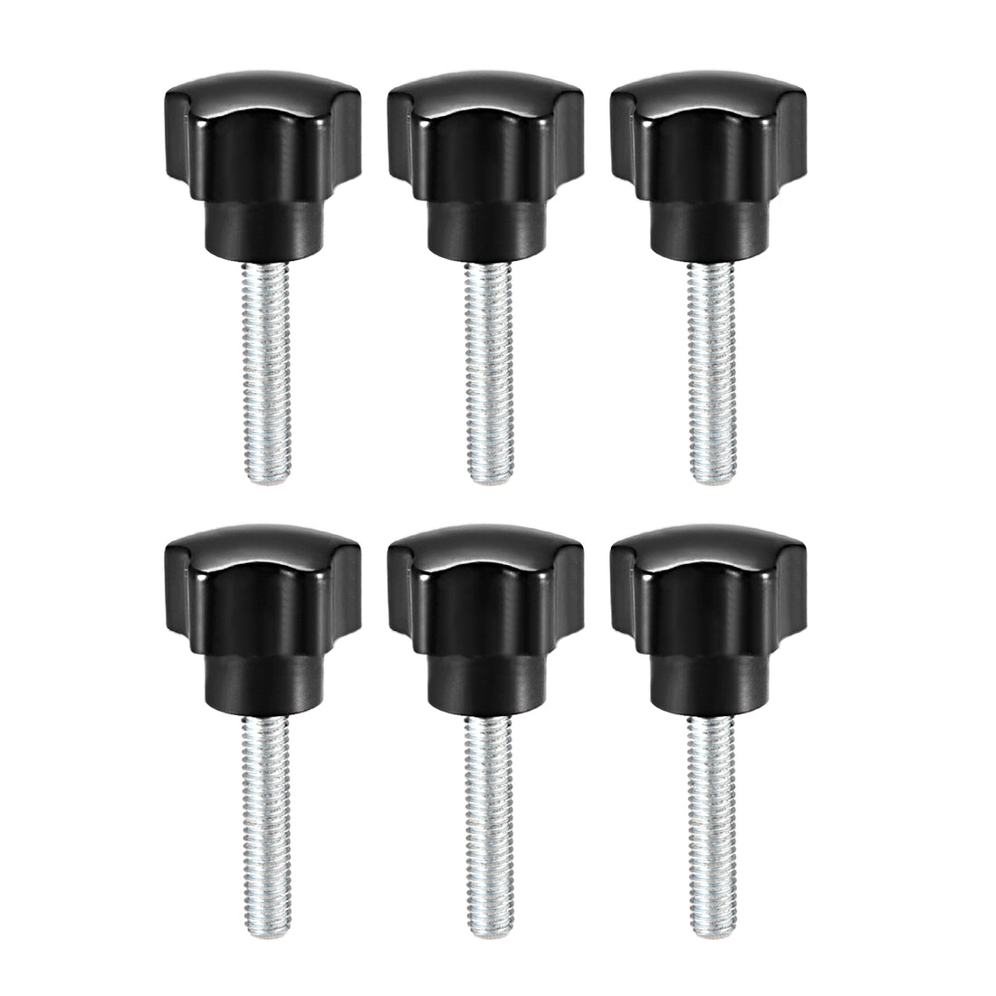 Uxcell Uxcell 6 Pcs Star Knobs Grips M6 x 30mm Male Thread  Steel Zinc Stud Replacement PP