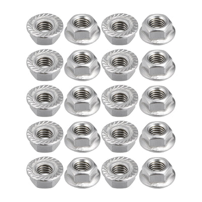 Uxcell Uxcell M8 Serrated Flange Hex Lock Nuts, 201 Stainless Steel, 20 Pcs