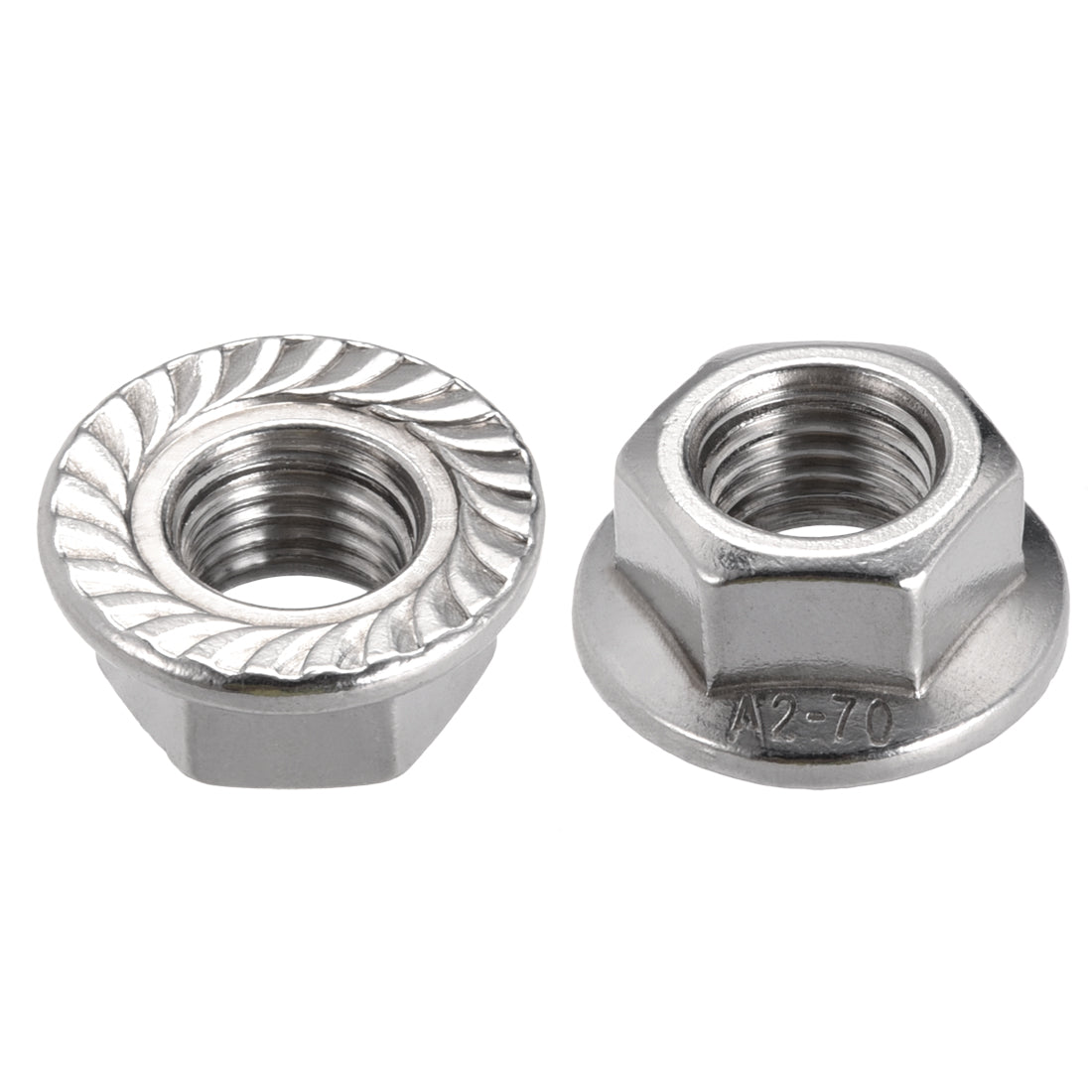 Uxcell Uxcell M10 Serrated Flange Hex Lock Nuts, 304 Stainless Steel, 2 Pcs