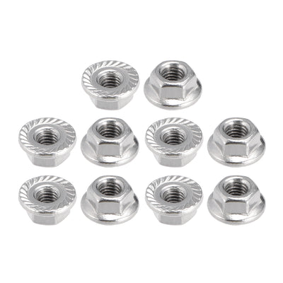 Harfington Uxcell M4 Serrated Flange Hex Lock Nuts, 304 Stainless Steel, 10 Pcs