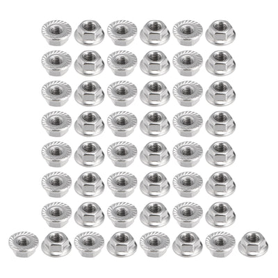 Harfington Uxcell M3 Serrated Flange Hex Lock Nuts, 304 Stainless Steel, 50 Pcs