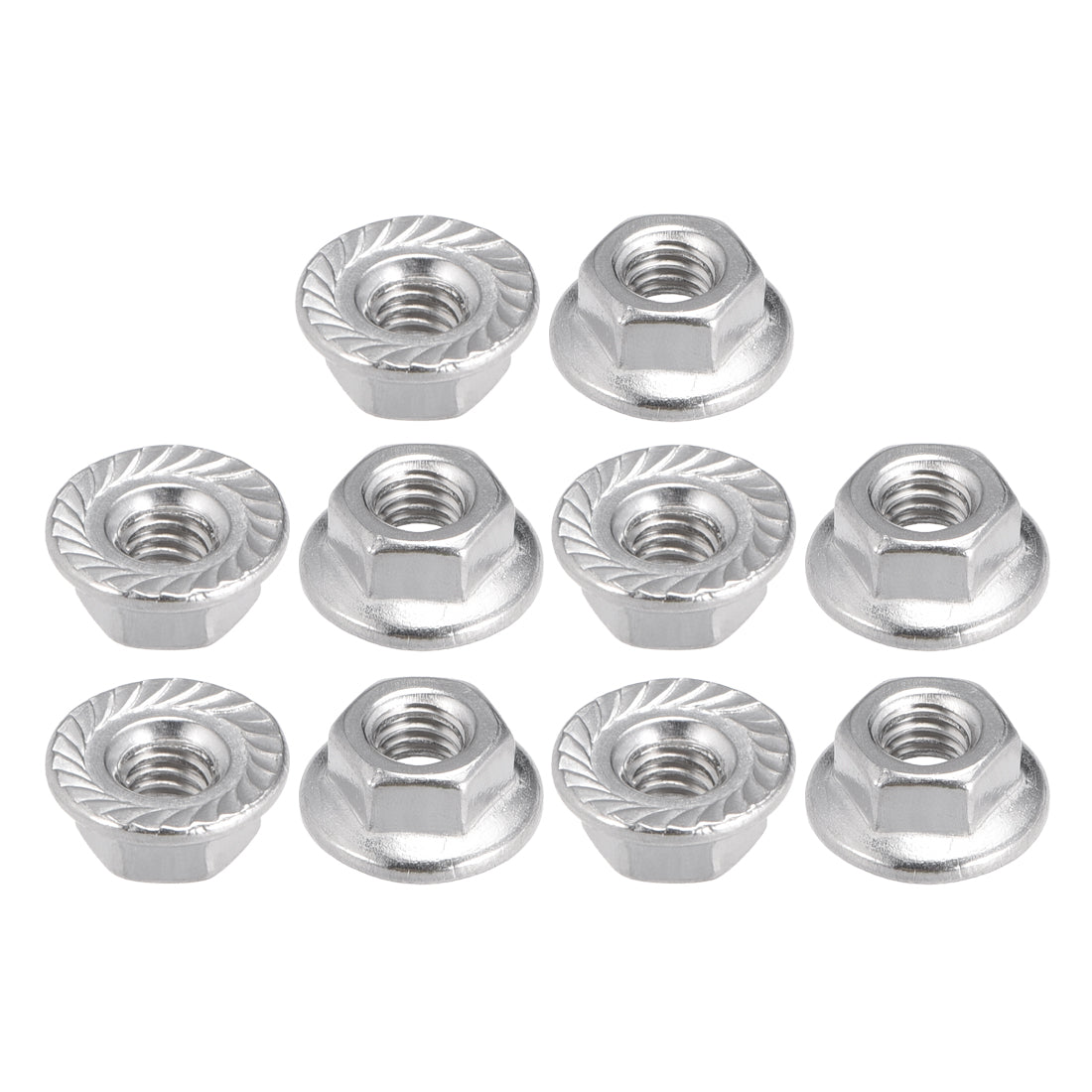 Uxcell Uxcell M4 Serrated Flange Hex Lock Nuts, 304 Stainless Steel, 10 Pcs
