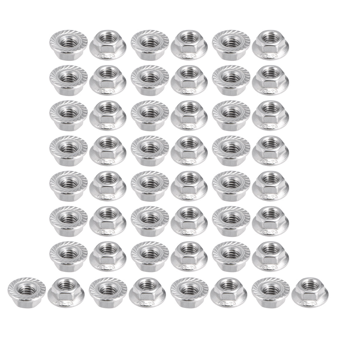 Uxcell Uxcell M3 Serrated Flange Hex Lock Nuts, 304 Stainless Steel, 50 Pcs