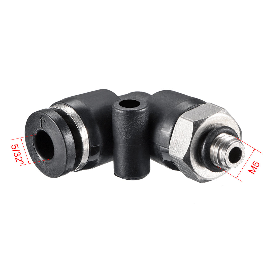 uxcell Uxcell PL4-M5 Pneumatic Push to Connect Fitting, Male Elbow - 5/32" Tube OD x M5 Thread  Tube Fitting 4pcs