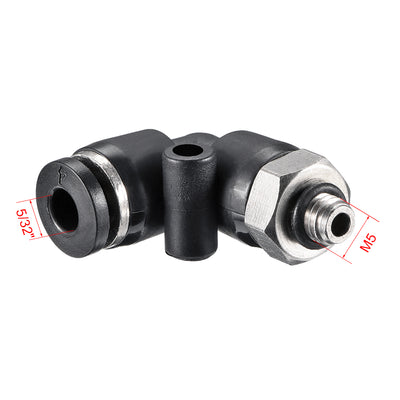 Harfington Uxcell PL4-M5 Pneumatic Push to Connect Fitting, Male Elbow - 5/32" Tube OD x M5 Thread  Tube Fitting 4pcs