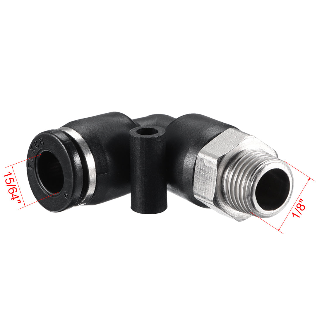 uxcell Uxcell PL6-01 Pneumatic Push to Connect Fitting Male Elbow -  15/64" Tube OD x 1/8" PT Thread Tube Fitting
