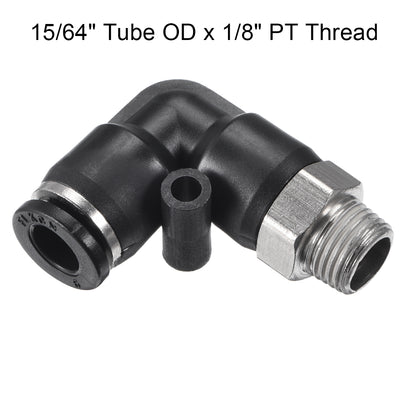 Harfington Uxcell PL6-01 Pneumatic Push to Connect Fitting Male Elbow -  15/64" Tube OD x 1/8" PT Thread Tube Fitting