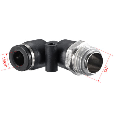 Harfington Uxcell PL6-02 Pneumatic Push to Connect Fitting, Male Elbow - 15/64" Tube OD x 1/4" G Thread  Tube Fitting 4pcs
