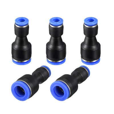 uxcell Uxcell 5pcs Push to Connect Fittings Tube Connect  25/64" -15/64" Straight OD Push Fit Fittings Tube Fittings Push Lock Blue