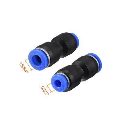 Harfington Uxcell 5Pcs Push to Connect Fittings Tube Connect 5/32" -15/64" Straight OD Push Fit Fittings Tube Fittings Push Lock Blue