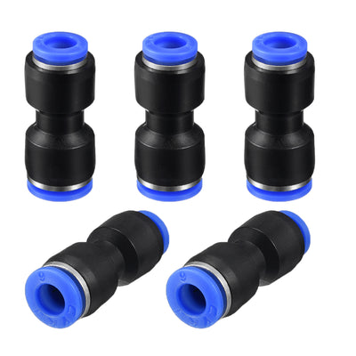 uxcell Uxcell 5Pcs Push to Connect Fittings Tube Connect 5/32" -15/64" Straight OD Push Fit Fittings Tube Fittings Push Lock Blue