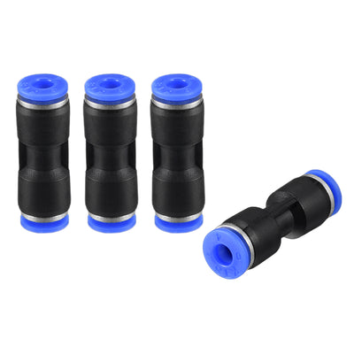 uxcell Uxcell 4pcs Push to Connect Fittings Tube Connect  4mm or 5/32" Straight OD Push Fit Fittings Tube Fittings Push Lock Blue