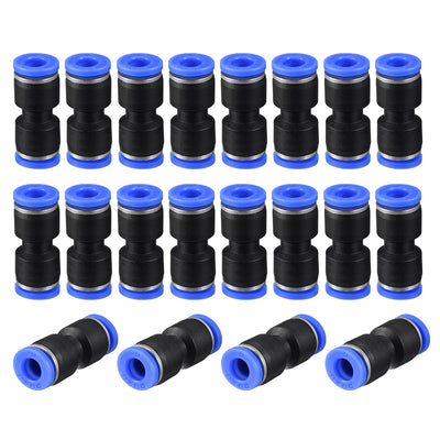 uxcell Uxcell 20pcs Push to Connect Fittings Tube Connect  6mm or 15/64" Straight OD Push Fit Fittings Tube Fittings Push Lock Blue