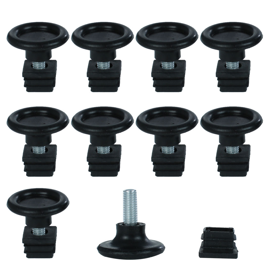 uxcell Uxcell Adjustable Feet 20 x 20mm Square Inserts Furniture Glide 10 Sets Black