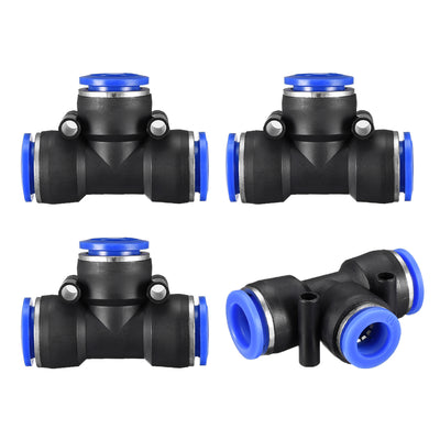 Harfington Uxcell 4 pcs Push To Connect Fittings T Type Tube Connect 15/32“ -25/64” od Push Fit Fittings Tube Fittings Push Lock Blue (12-10mm T tee)