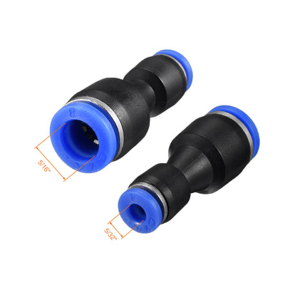 Harfington Uxcell 2pcs Push to Connect Fittings Tube Connect  5/16" to 5/32" Straight OD Push Fit Fittings Tube Fittings Push Lock Blue