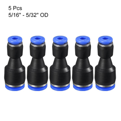 Harfington Uxcell 5pcs Push to Connect Fittings Tube Connect  5/16" to 5/32" Straight OD Push Fit Fittings Tube Fittings Push Lock Blue