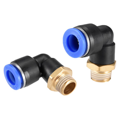 Harfington Uxcell PL8-01 Pneumatic Push to Connect Fitting, Male Elbow - 5/16" Tube OD x 1/8" G Thread Tube Fitting Blue 2pcs