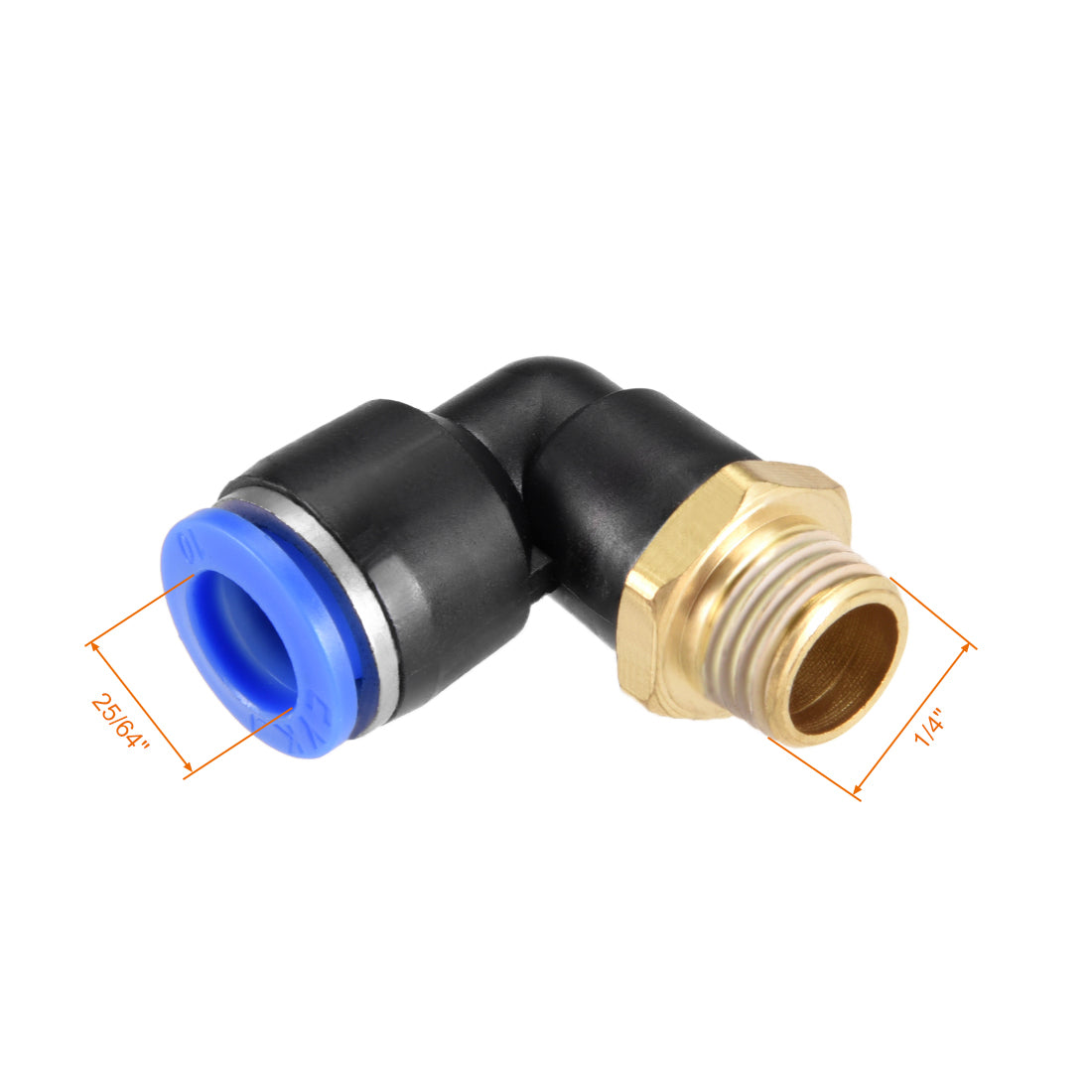 Uxcell Uxcell PL6-02 Pneumatic Push to Connect Fitting, Male Elbow - 15/64" Tube OD x 1/4" G Thread Tube Fitting Blue 4pcs